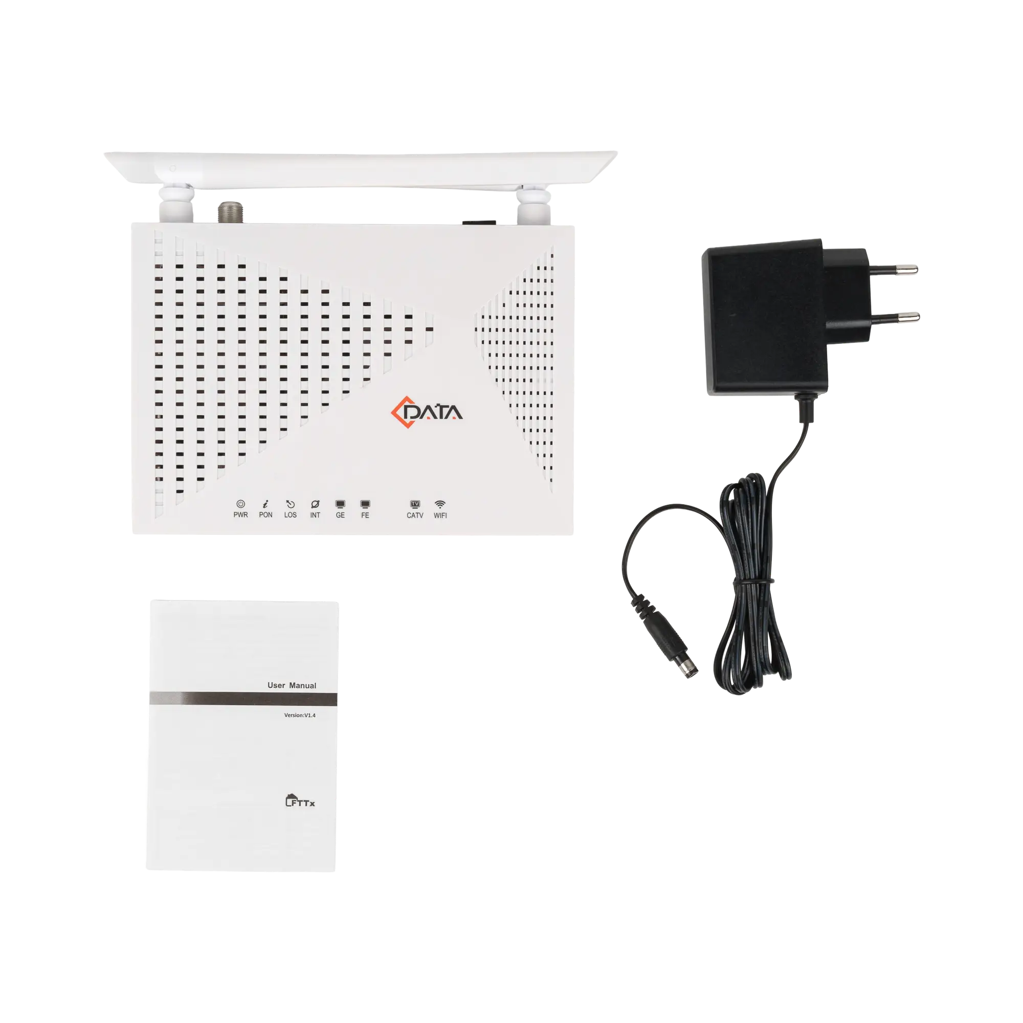 Абонентский терминал ONT xPON C-DATA FD712XW-AX, 1xGE+1xFE RJ-45, RF, N300, SC/APC