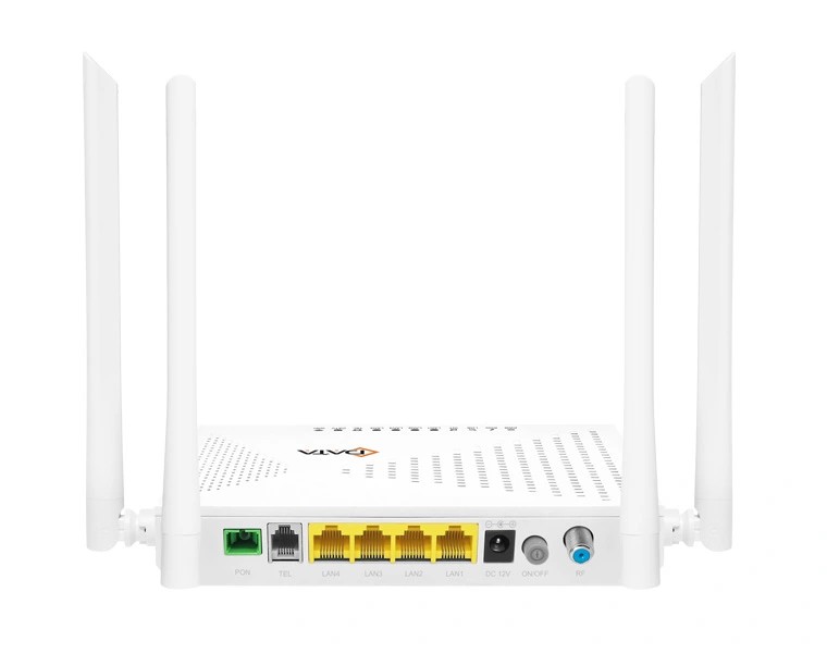 Абонентский терминал ONT xPON C-DATA FD814GD-X, 4xGE RJ-45, 1xPOTS, RF, AC1200, SC/APC