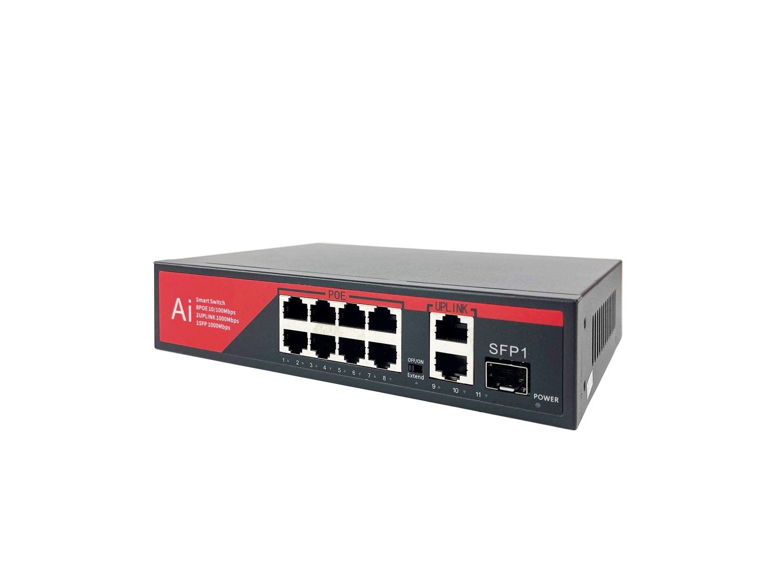 Коммутатор BZ-SW-UF-8P2T1S, 8 портов 100Мбит/с, 2 порта RJ45 1Гбит/с, 1 порт SFP 1Гбит/с, PoE