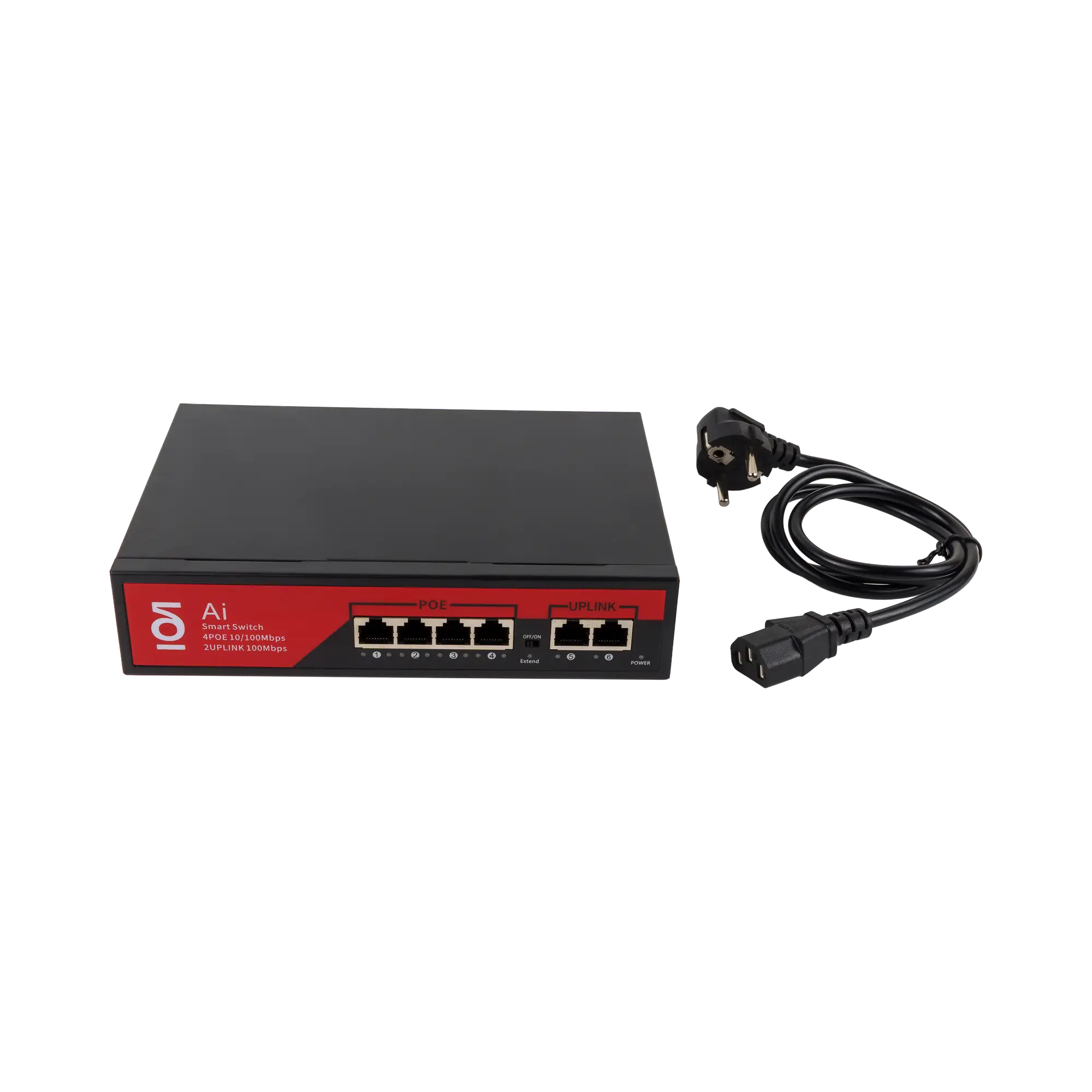 Коммутатор-свитч BZ-SW-UF-4P2T, 4 порта RJ45 100Мбит/с, 2 Uplink порта 100Мбит/с, PoE