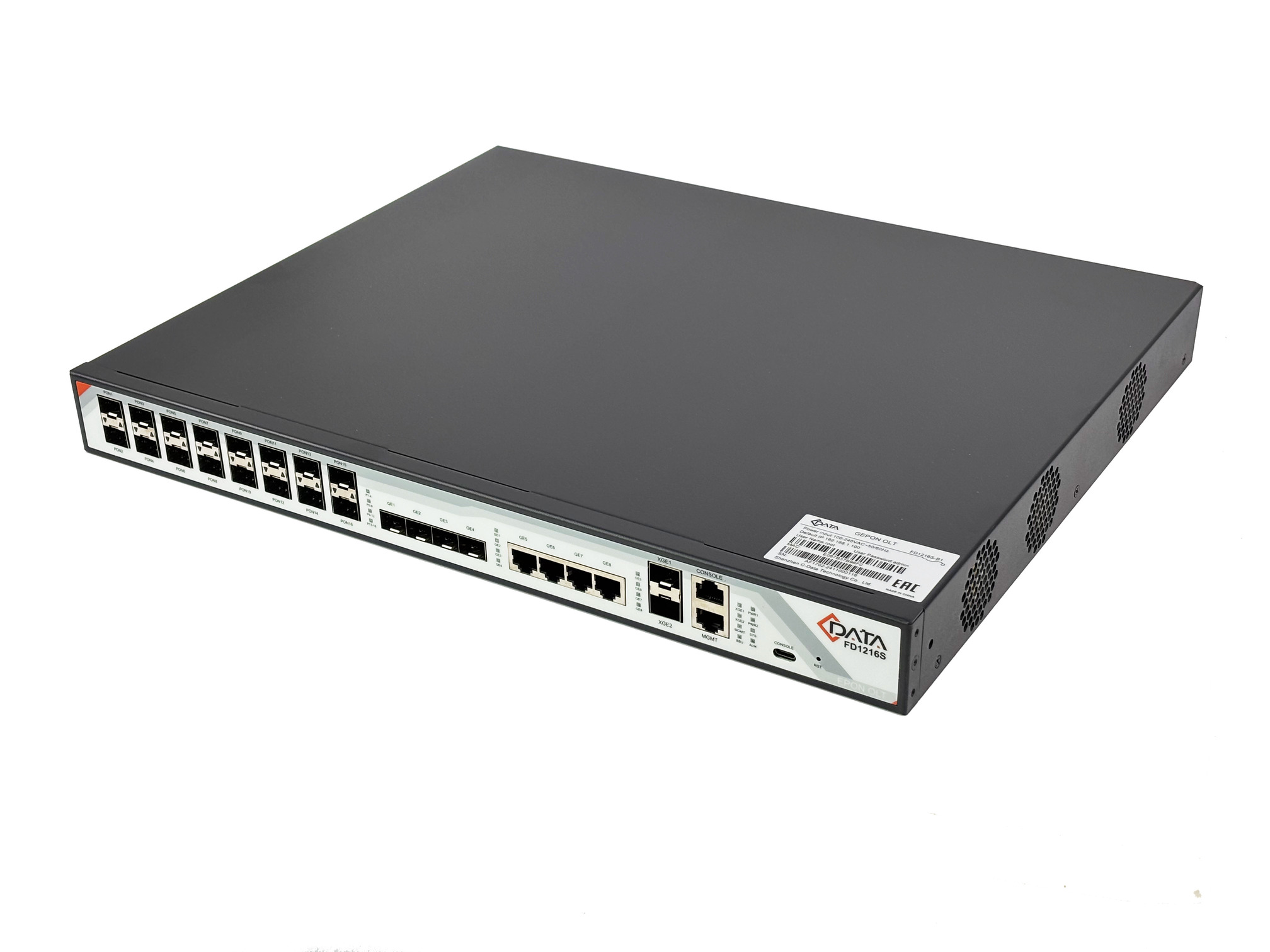 Оптический линейный терминал OLT EPON C-DATA FD1216S-B1, 16 портов EPON, 2AC+BBU