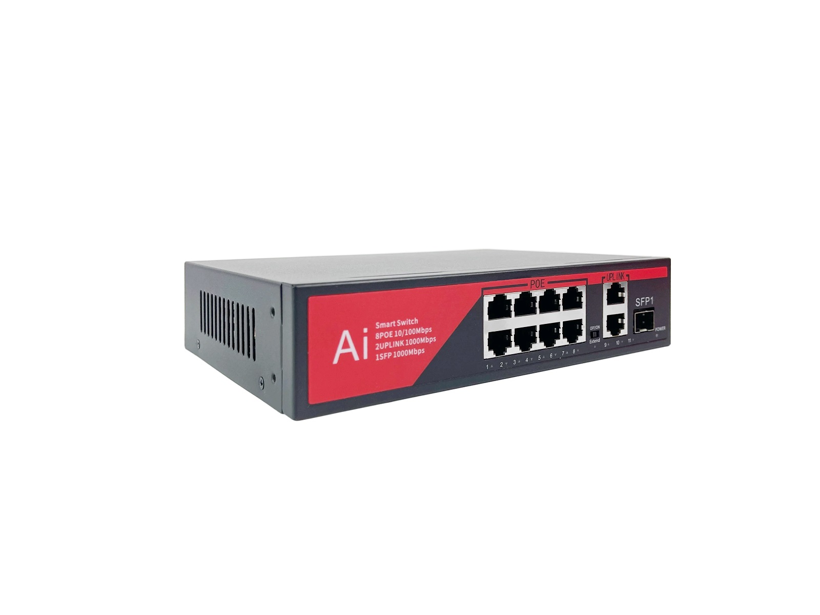 Коммутатор BZ-SW-UF-8P2T1S, 8 портов 100Мбит/с, 2 порта RJ45 1Гбит/с, 1 порт SFP 1Гбит/с, PoE