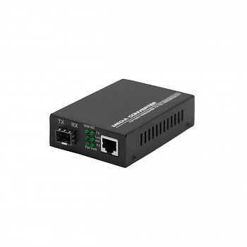 Медиаконвертер (10/100/1000-Base-T с SFP слотом, DC 5V/2A, LFP/DIP, внешний БП)